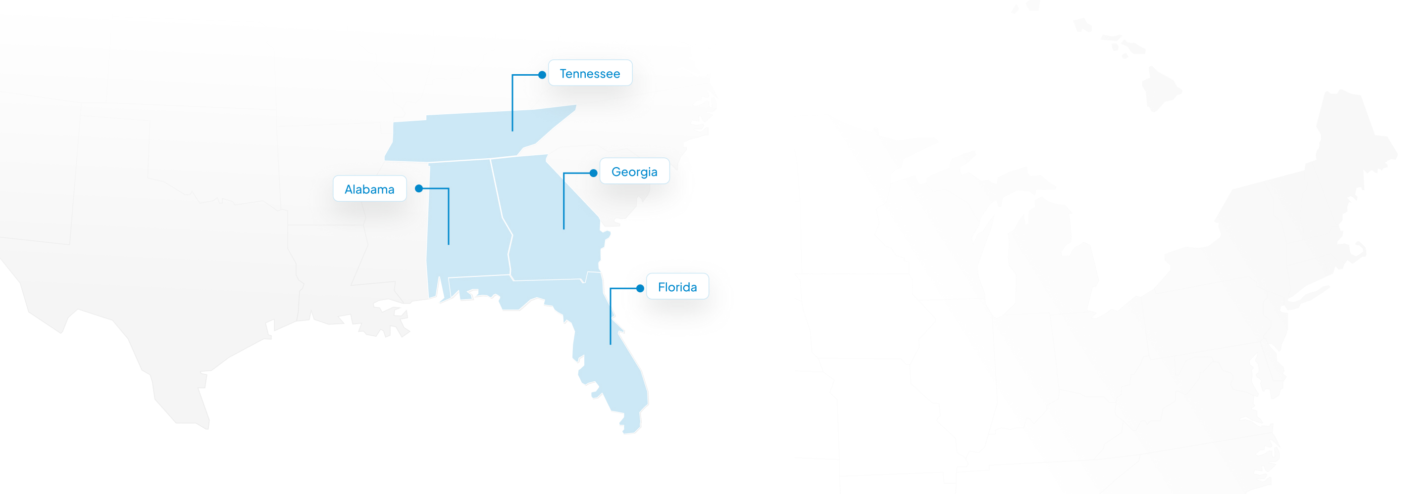 Map of southeast United States service area